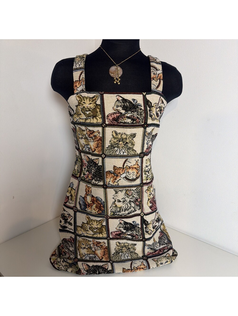 Cider Tapestry Cat Portraits Patchwork Dress Women’s M/L  Kitchy Cottage